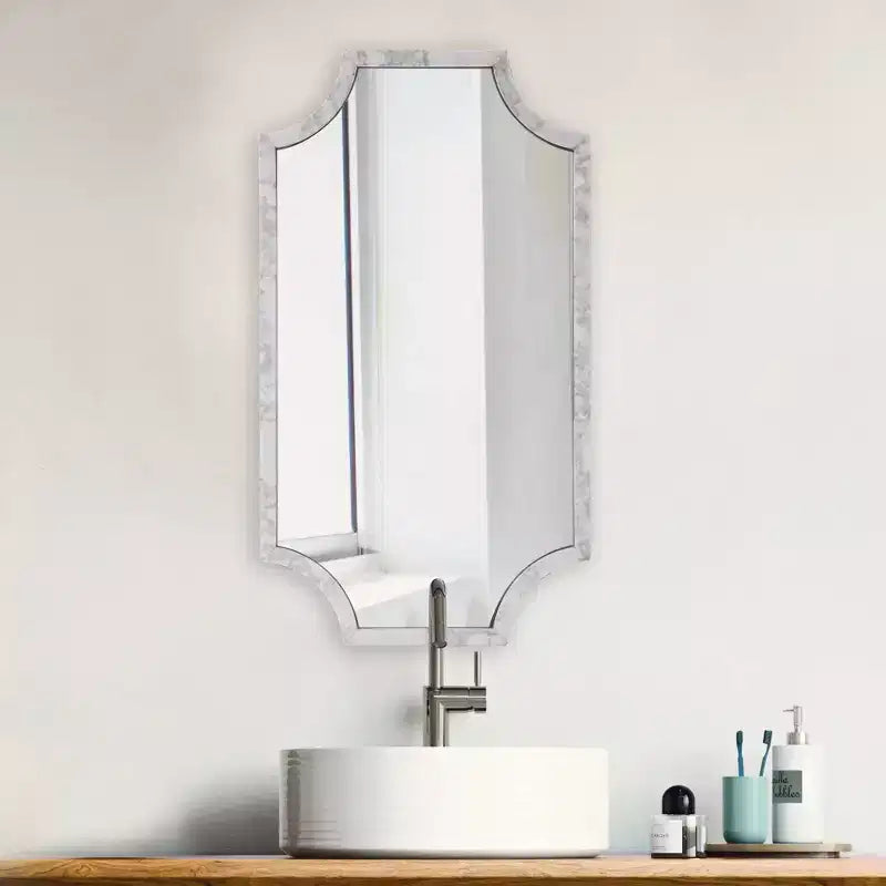 Howard Elliott 36"x20" Rectangular Wall Mirror with White Marble Frame