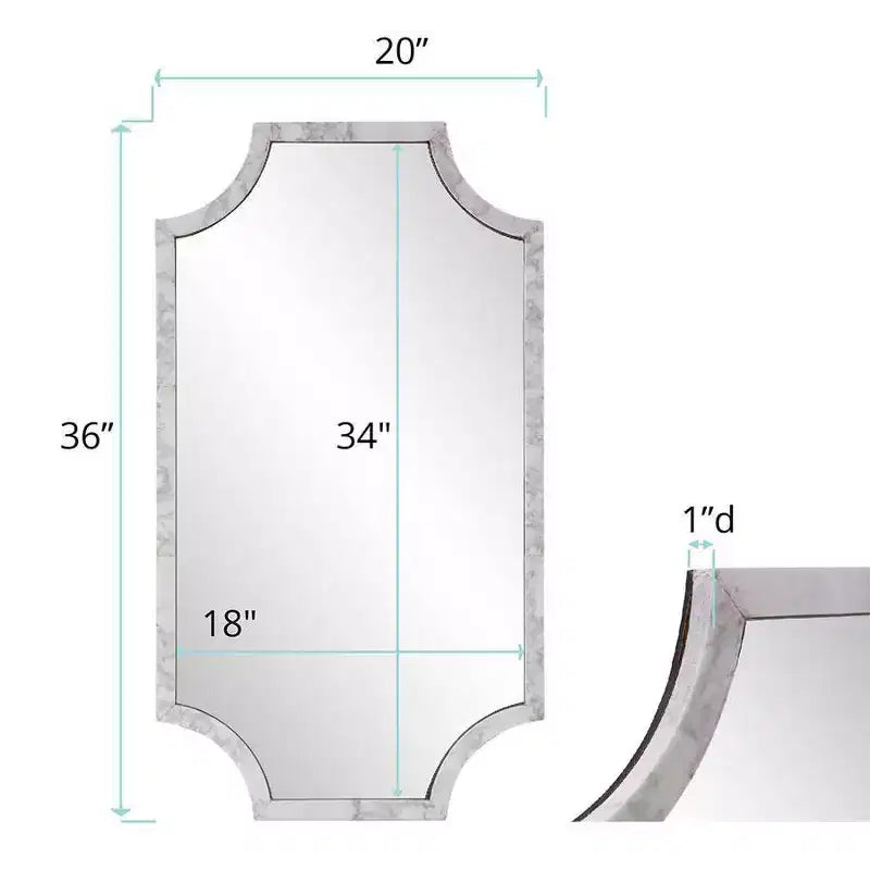 Howard Elliott 36"x20" Rectangular Wall Mirror with White Marble Frame
