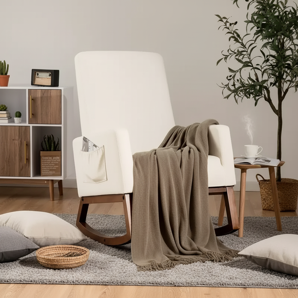 Fauteuil à bascule rétro en tissu