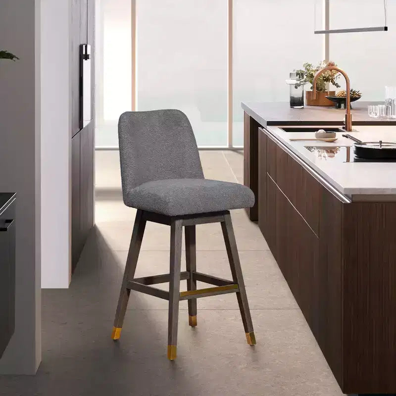 Armen Living 40" Amalie Swivel Barstool Gray