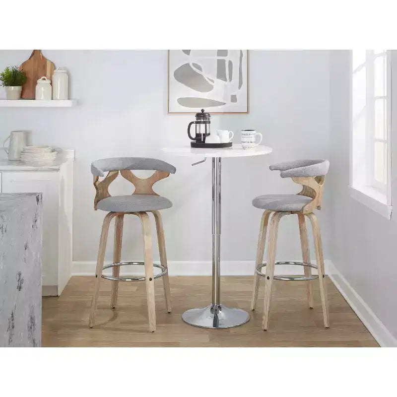 Set of 2 Gardenia Barstools White Wash/Light Gray - LumiSource: Upholstered, Swivel, Foam-Filled, Contemporary Design