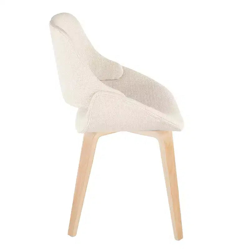 LumiSource Set of 2 Fabrico Dining Chairs Natural/Cream : Upholstered, Wood Frame, Foam Filled, Contemporary Style