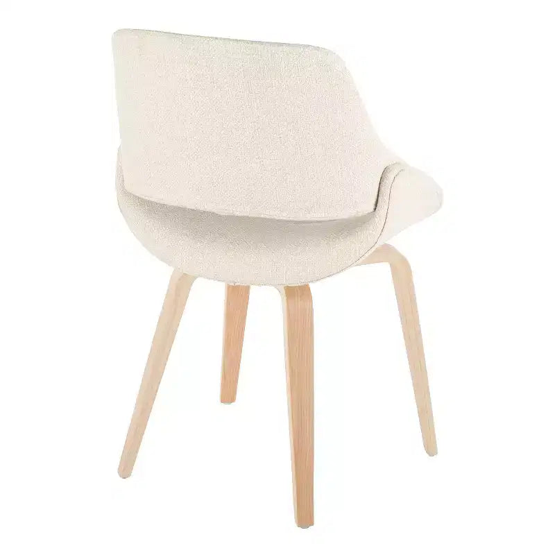 LumiSource Set of 2 Fabrico Dining Chairs Natural/Cream : Upholstered, Wood Frame, Foam Filled, Contemporary Style