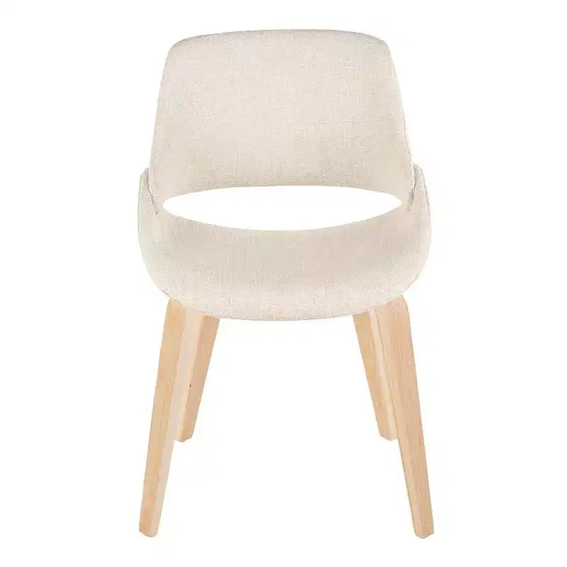 LumiSource Set of 2 Fabrico Dining Chairs Natural/Cream : Upholstered, Wood Frame, Foam Filled, Contemporary Style