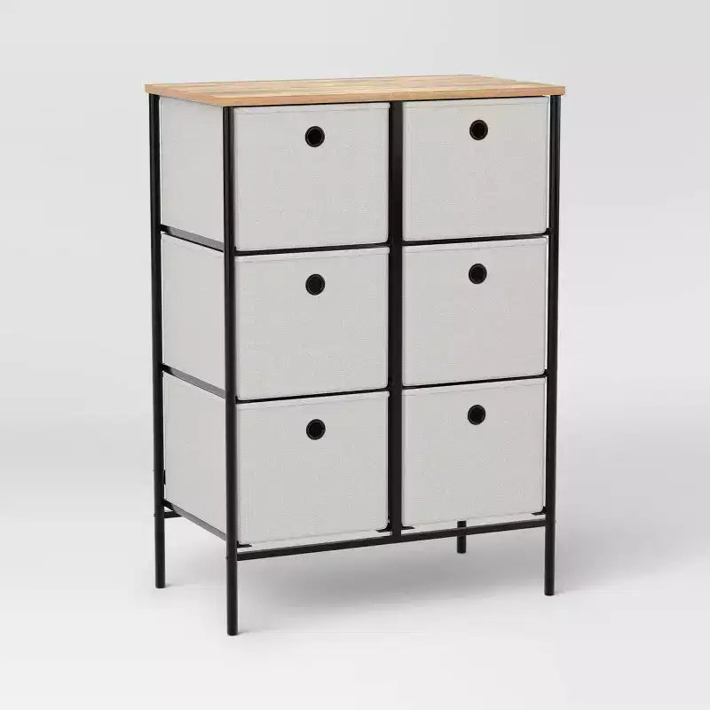 Fabric 6 Bin Tall Vertical Dresser Black Frame - Room Essentials™ (Assembly Required)