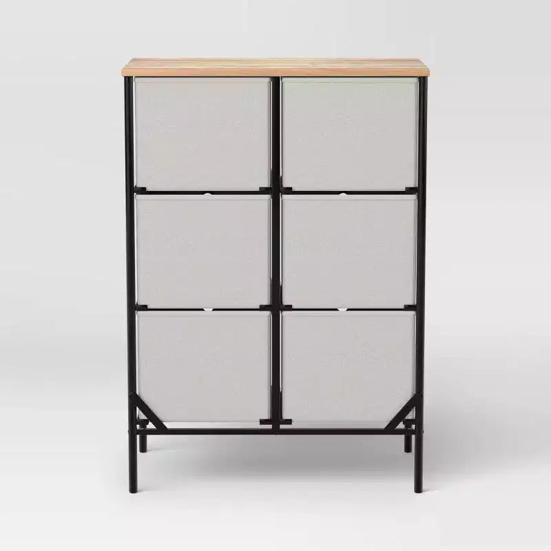 Fabric 6 Bin Tall Vertical Dresser Black Frame - Room Essentials™ (Assembly Required)