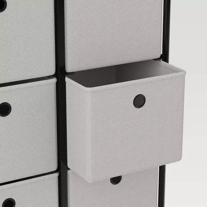 Fabric 6 Bin Tall Vertical Dresser Black Frame - Room Essentials™ (Assembly Required)