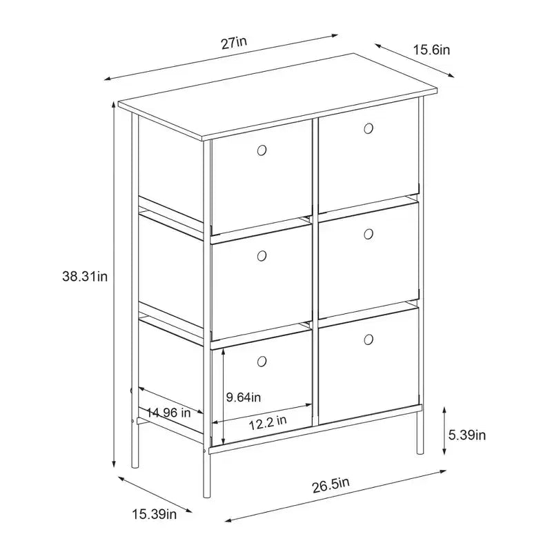 Fabric 6 Bin Tall Vertical Dresser Black Frame - Room Essentials™ (Assembly Required)