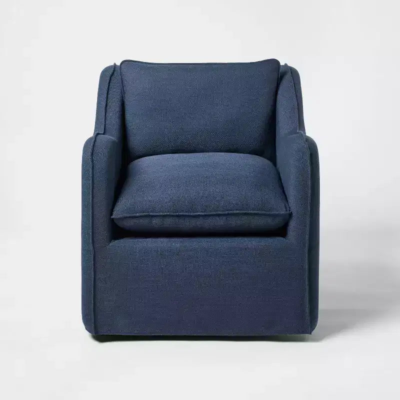 Slipcover style upholstered swivel accent chair Blue - Threshold™ designed with Studio McGee
