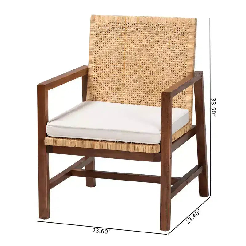 bali & pari Lovina Rattan and Acacia Wood Arm Chair Light Honey/Light Brown