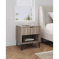 Manhattan Comfort Dumbo Nightstand with Drawer Rustic Gray: Modern Design, Metal Legs, Soft Close