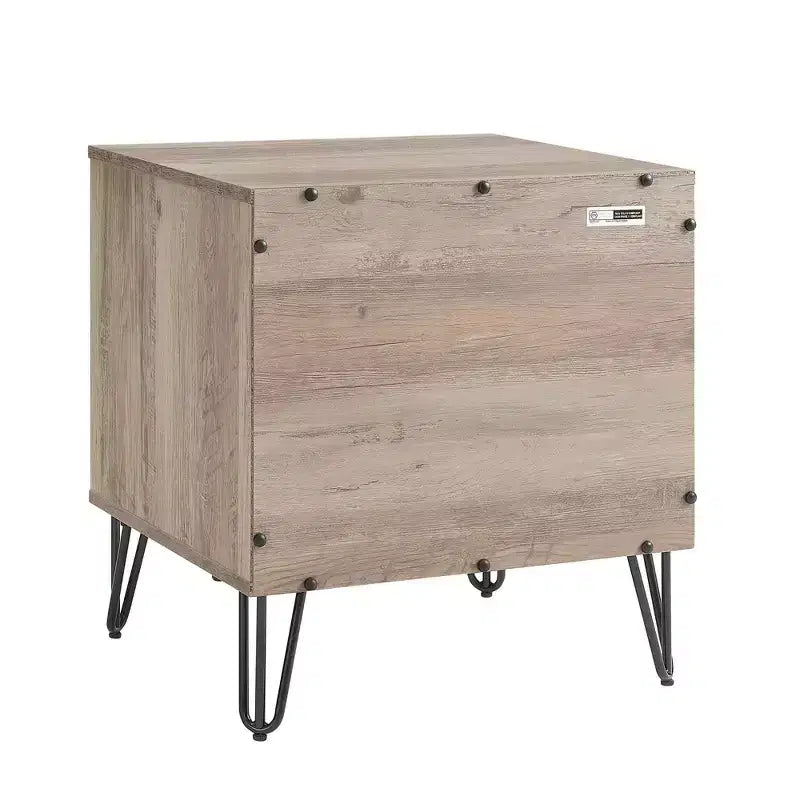 Manhattan Comfort Dumbo Nightstand with Drawer Rustic Gray: Modern Design, Metal Legs, Soft Close