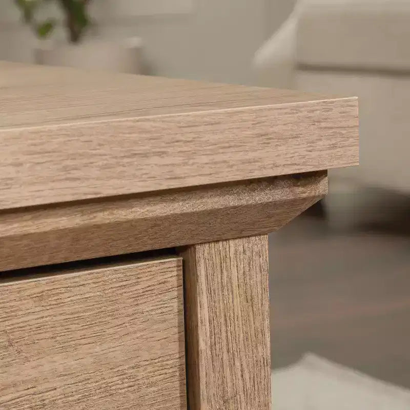 Sauder Aspen Post Coffee Table Prime Oak: Storage Drawer, Adjustable Shelf, MDF Frame