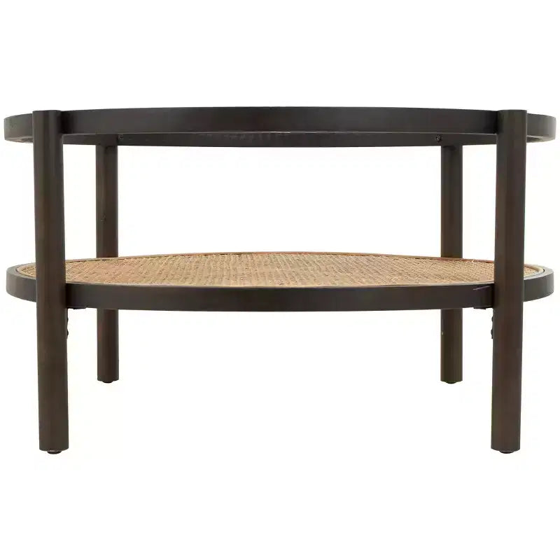 Olivia & May Rattan Coffee Table with Pressed Tempered Glass Top Brown