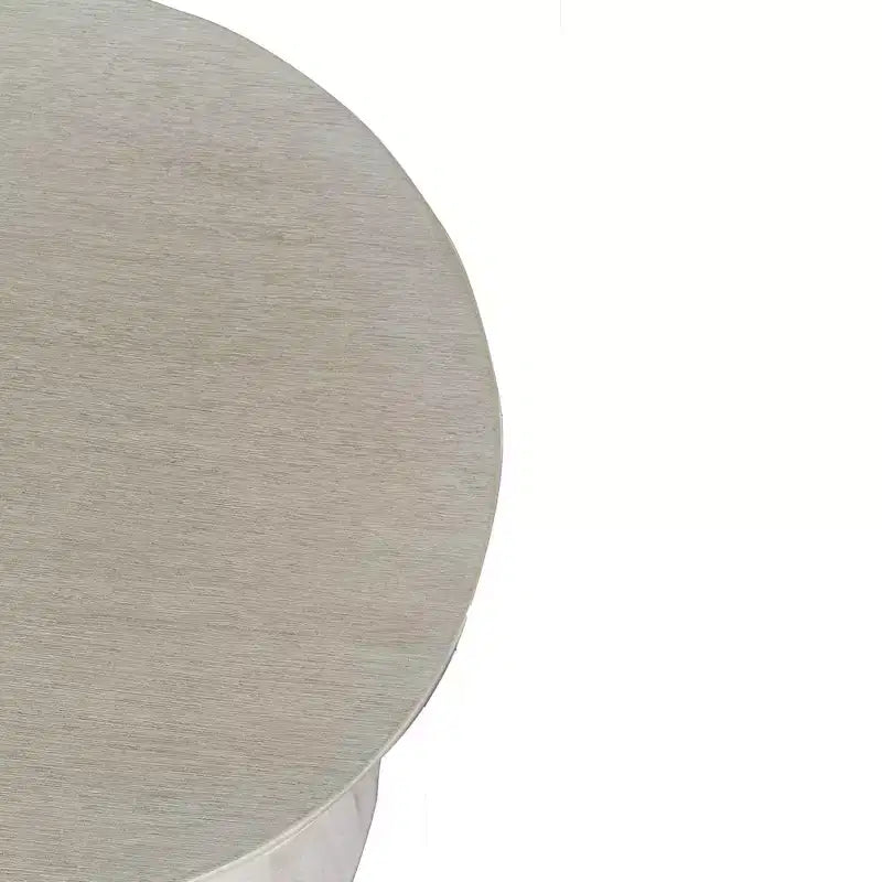 East at Main 19" Cinched Wood Drum Table White: Handcrafted, Mango, No Assembly Required