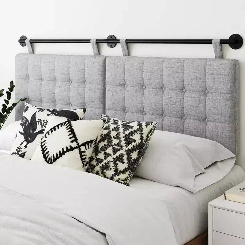 Nathan James King Upholstered Wall Mount Headboard Boucle: Elegant Dorm Room Accessory, Easy to Clean