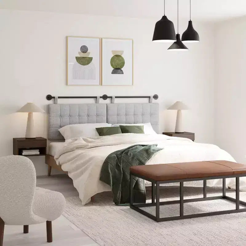 Nathan James King Upholstered Wall Mount Headboard Boucle: Elegant Dorm Room Accessory, Easy to Clean