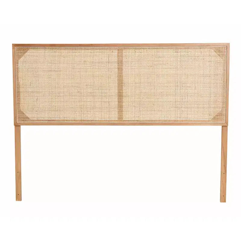 bali & pari Queen Aurelia Bayur Wood and Rattan Headboard: Bohemian Design, Wall or Frame Mount, Adjustable Height