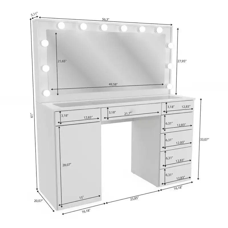 Leila Lighted Makeup Vanity - Boahaus