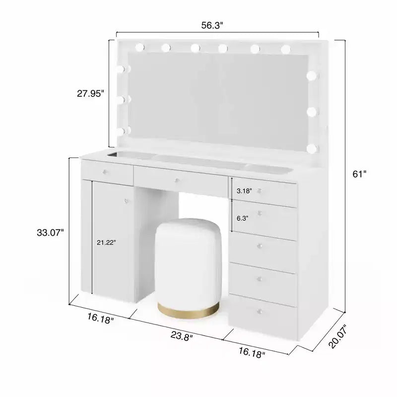Leila Lighted Makeup Vanity - Boahaus