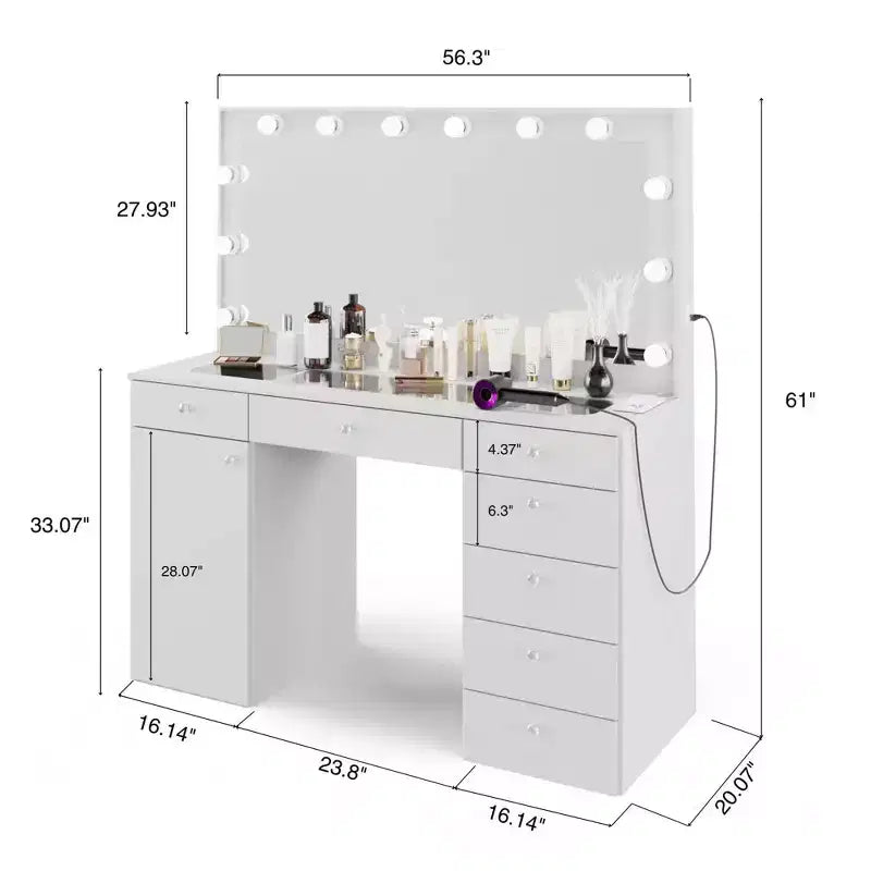 Leila Lighted Makeup Vanity - Boahaus