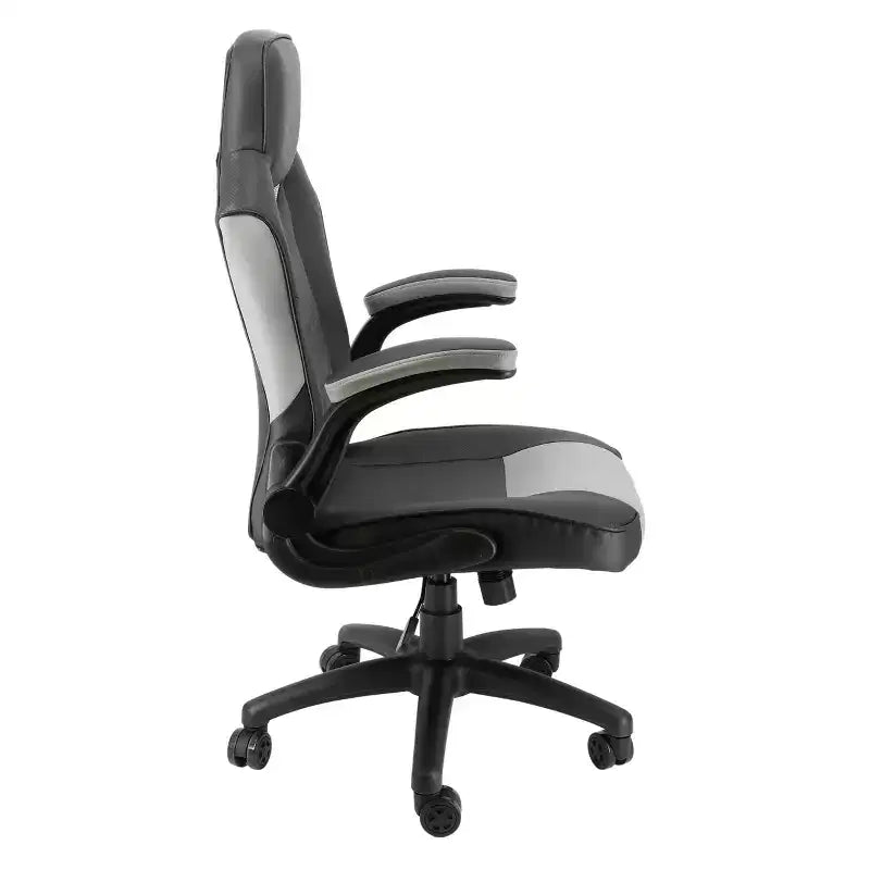 Elama High Back Adjustable Faux Leather Office Chair in Black and Gray