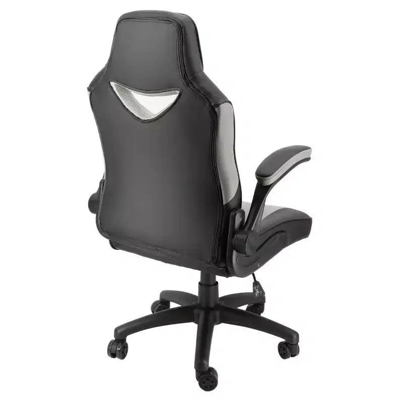 Elama High Back Adjustable Faux Leather Office Chair in Black and Gray