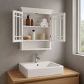 Teamson Home Neal Removable Wooden Wall Cabinet with 2 Glass Doors, White