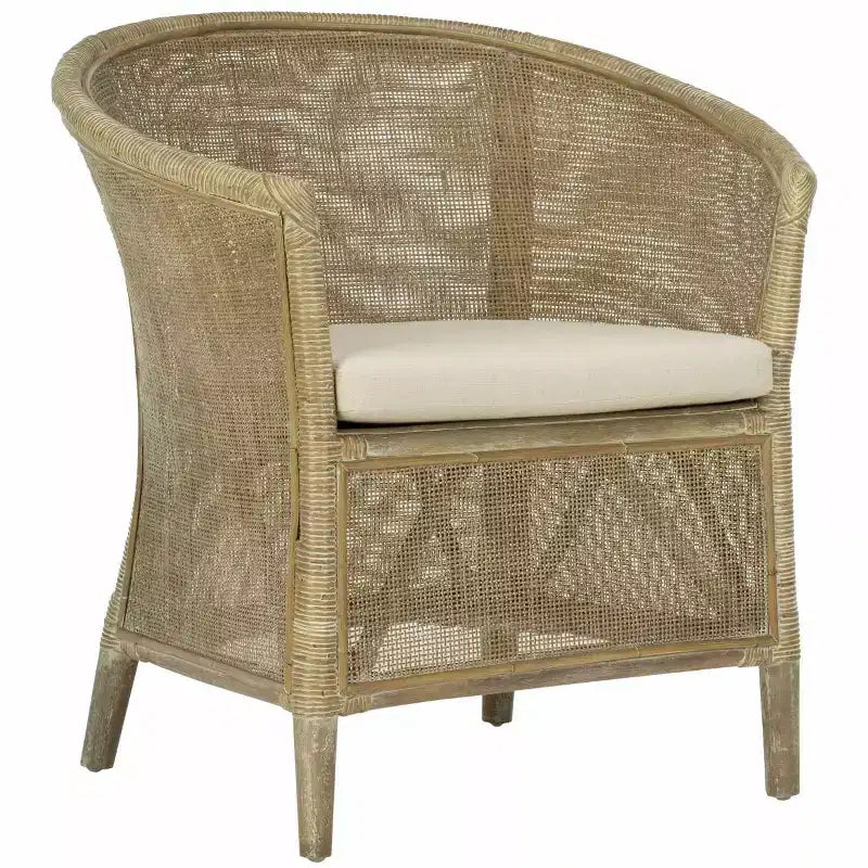 Alexana Rattan Armchair - ACH6502A - White/Grey White Wash - Safavieh