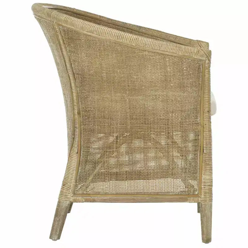 Alexana Rattan Armchair - ACH6502A - White/Grey White Wash - Safavieh