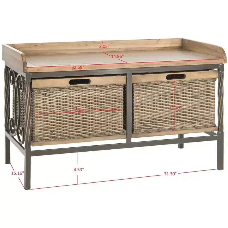 Noah Wooden Storage Bench - AMH6528 - Safavieh Couture