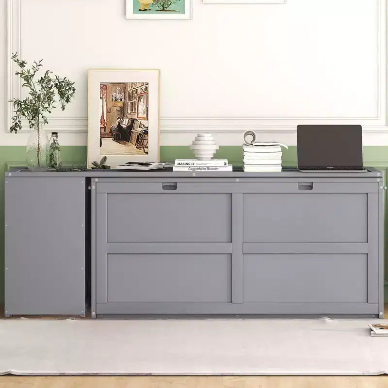 Queen Size Wood Murphy Bed with Rotable Desk-ModernLuxe