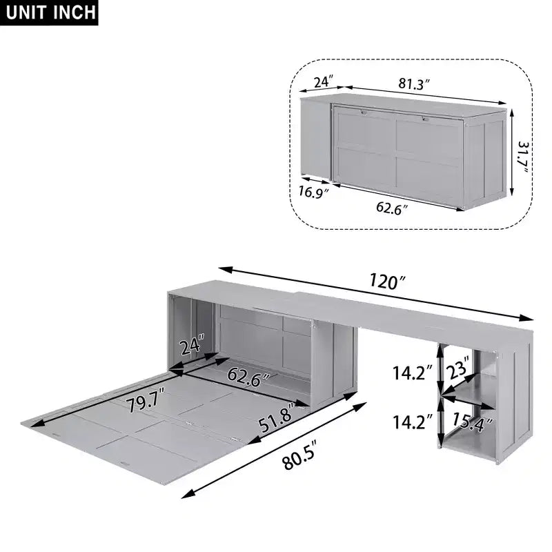 Queen Size Wood Murphy Bed with Rotable Desk-ModernLuxe