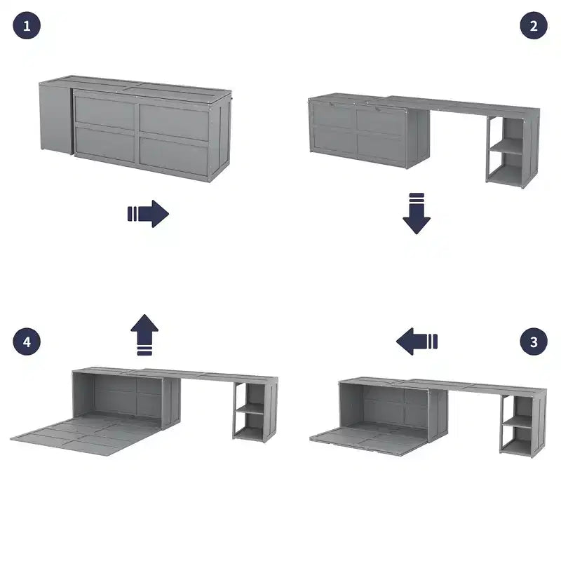 Queen Size Wood Murphy Bed with Rotable Desk-ModernLuxe