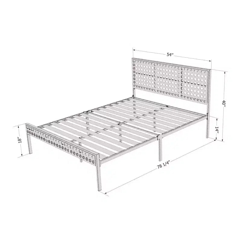 Full Bloom Metal Kids' Platform Bed with Natural Cane - South Shore