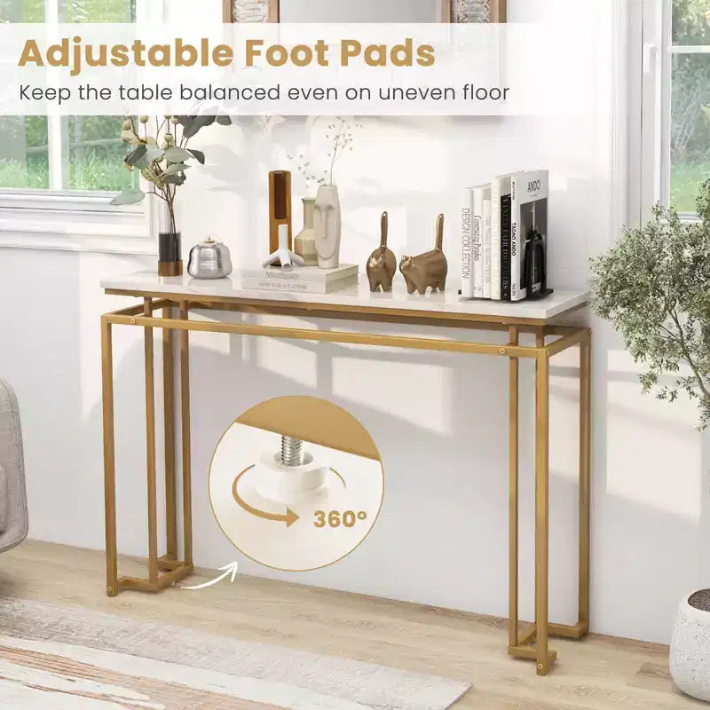 Costway 47 Faux Marble Top Console Table Modern Entryway Table with Anti-toppling Kit