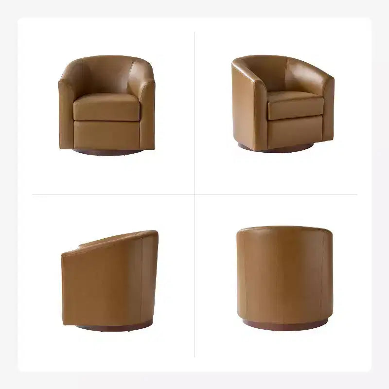 Jessie 30.5 Wide Modern Swivel Barrel Faux Leather Chair with Solid Wood Base|ART OF LIVING DESIGNS