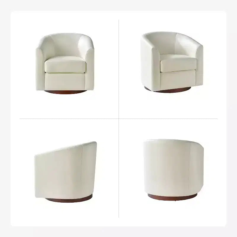 Jessie 30.5 Wide Modern Swivel Barrel Faux Leather Chair with Solid Wood Base|ART OF LIVING DESIGNS