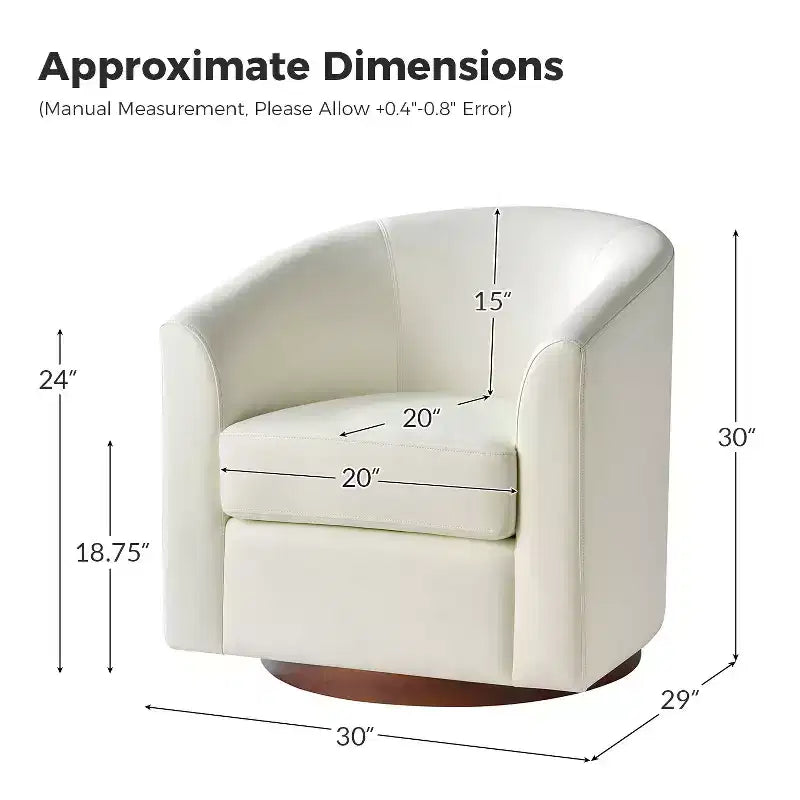 Jessie 30.5 Wide Modern Swivel Barrel Faux Leather Chair with Solid Wood Base|ART OF LIVING DESIGNS