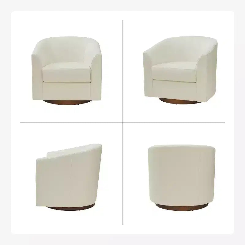 Jessie 30.5 Wide Modern Swivel Barrel Faux Leather Chair with Solid Wood Base|ART OF LIVING DESIGNS
