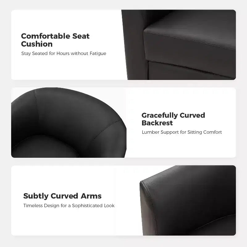 Jessie 30.5 Wide Modern Swivel Barrel Faux Leather Chair with Solid Wood Base|ART OF LIVING DESIGNS
