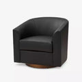 Jessie 30.5 Wide Modern Swivel Barrel Faux Leather Chair with Solid Wood Base|ART OF LIVING DESIGNS