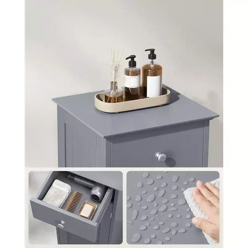 VASAGLE Bathroom Floor Cabinet, Freestanding Bathroom Storage Cabinet with Double Shutter Doors