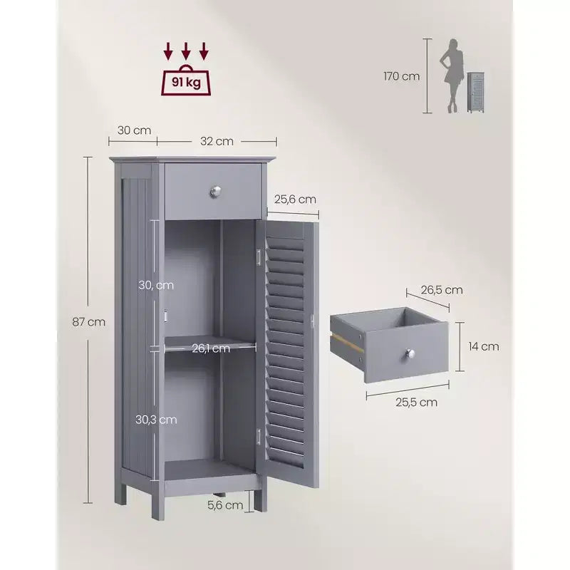 VASAGLE Bathroom Floor Cabinet, Freestanding Bathroom Storage Cabinet with Double Shutter Doors