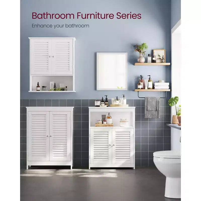 VASAGLE Bathroom Floor Cabinet, Freestanding Bathroom Storage Cabinet with Double Shutter Doors