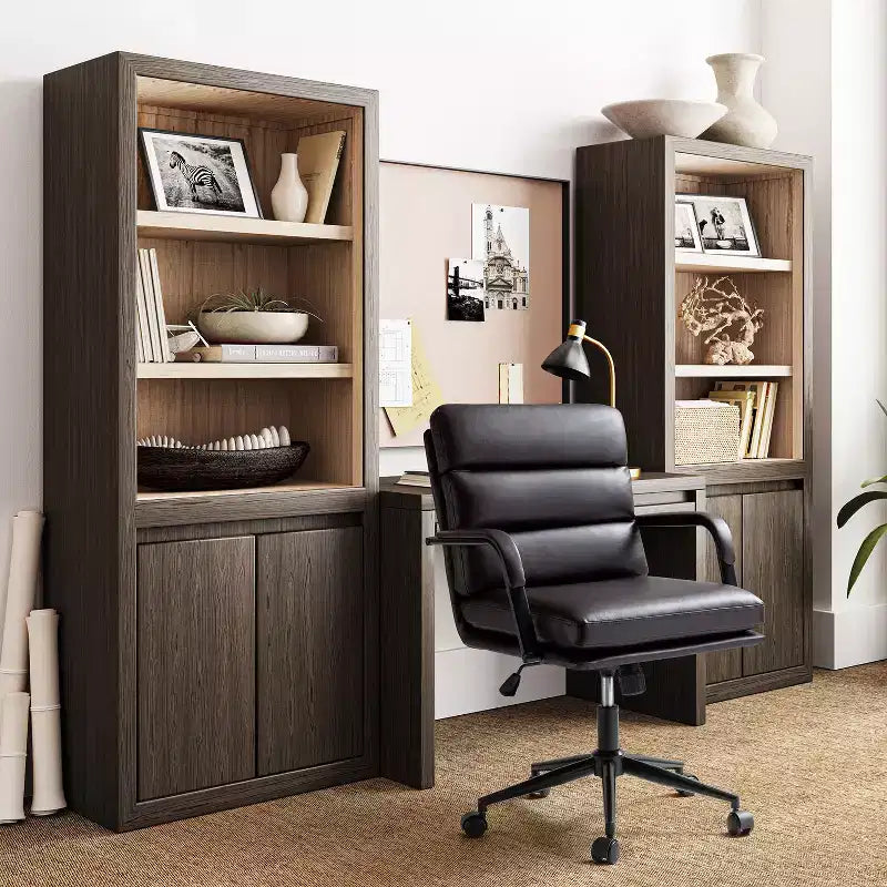Gregor 360-degree swivel Task Leather Chair with Tilt Lock and Center Tilt for office | Hulala Home