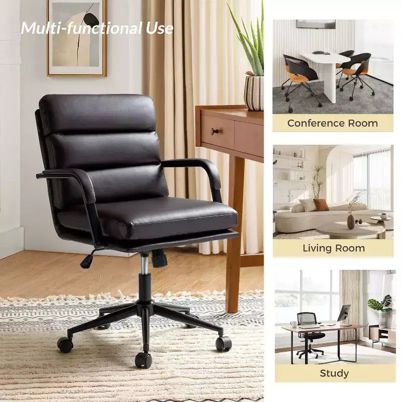 Gregor 360-degree swivel Task Leather Chair with Tilt Lock and Center Tilt for office | Hulala Home