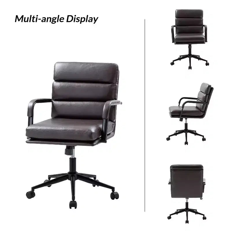 Gregor 360-degree swivel Task Leather Chair with Tilt Lock and Center Tilt for office | Hulala Home