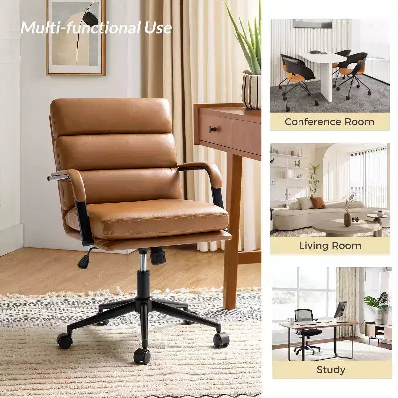 Gregor 360-degree swivel Task Leather Chair with Tilt Lock and Center Tilt for office | Hulala Home