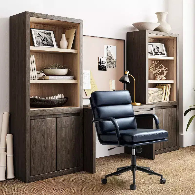 Gregor 360-degree swivel Task Leather Chair with Tilt Lock and Center Tilt for office | Hulala Home